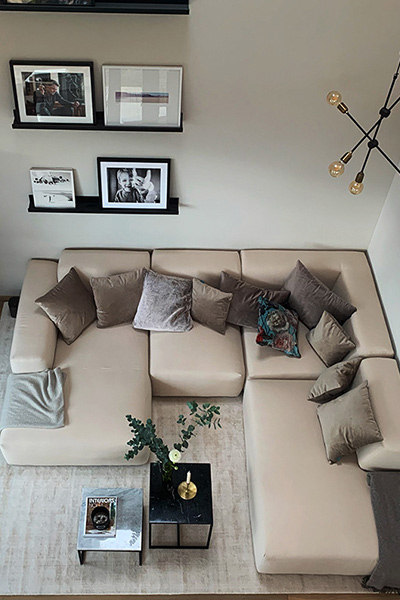 xxl sofa PYLLOW beige with cushions